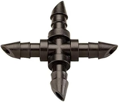 (100 PACK) - Barbed 1/4"-Inch Drip 4-Way Cross Fitting (fits 0.140/0.170 ID) 90-degree 2-Way Connector, Premium Quality Drip Irrigation Tubing Connector Fitting (Cross)