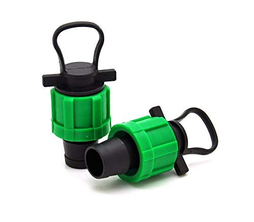 (10-Pack) Drip Irrigation Tubing End Cap Plug - 1/2" Universal Perma Connector Barbed Locking Fitting - Fits All Brands 16-17mm Drip Tape AG Tubing (10, End Cap)
