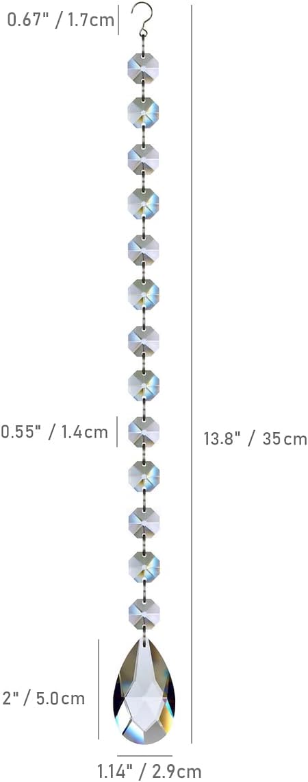 1ft 8pcs Teardrop Crystals Garland, Hanging Chandelier Crystals Prism Beads Chain for Wedding Home Decoration Clear GOLDENHAITAI