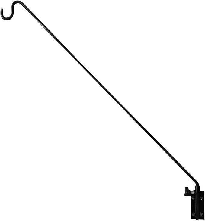 MIXXIDEA Heavy Duty Extended Reach Wall Mounted Deck Hook Wall Pole, Wall Bracket Direction and Length Adjustable Plant Bracket for Bird Feeders, Planters, Suet Baskets, Lanterns, Wind Chimes,Black