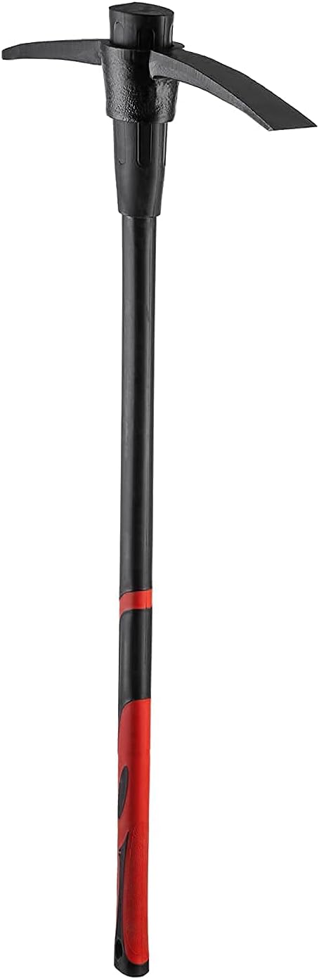 INTERTOOL 36” Pick Axe, Heavy Duty Digging Mattock, Cultivate Garden, Loosen Soil, Adze Hoe, Shock Absorbing Fiberglass Max Grip Handle HT08-0305