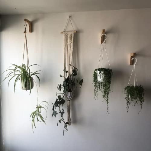 Jantens 2 Pack Hanging Plant Hook, Plant Hangers Indoor, Wooden Hanging Basket Hooks for Indoor Flower Baskets Pot Wind Chime Lanterns Planter