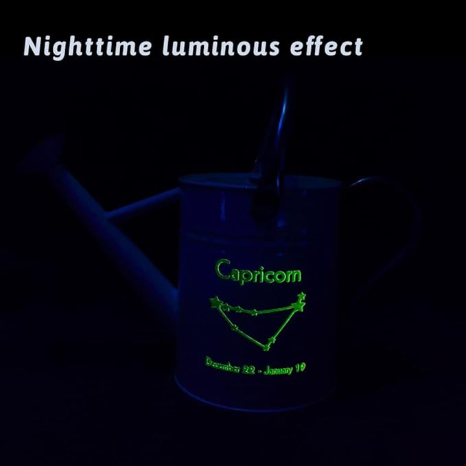 Metal Watering Can for Outdoor and Indoor Plants, Watering Can Decor, 1 Gallon (Capricorn)