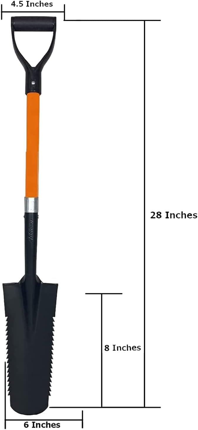 Ashman Short Handle Drain Spade Teeth Shovel (2 Pack), Sharp Shooter Shovel, Trenching Spade, Drainage Spade - Perfect Razor Blade Trenching Shovel D-Grip for Digging and Trenching and Transplanting.
