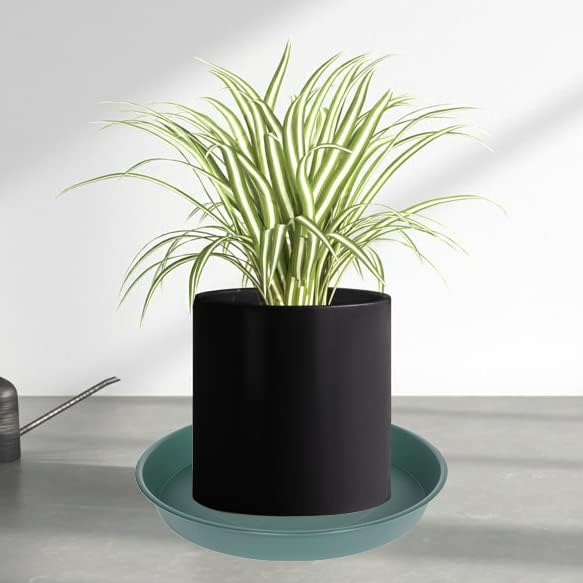 6 Pack Plastic Plant Saucer Planter Water Drip Tray, 4 5 6 7 8 9 10 11 12 inch, Heavy Sturdy Tray for Indoors Outdoor Plants, Flower Pot Saucers for Pots Base (4", Green)