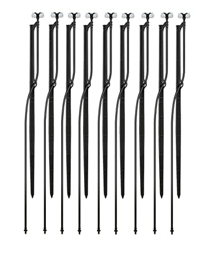 Drip Irrigation Misting Sprinkler Emitter on Spike Assembly, 9 Sets Micro Spray Mister with Stake and 1/4 inch Tubing for Cooling Humidification Nursery Landscape