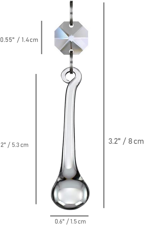12pcs Raindrop Crystal Chandelier Prisms Parts, Hanging Crystals Beads for Chandeliers, Home Decoration