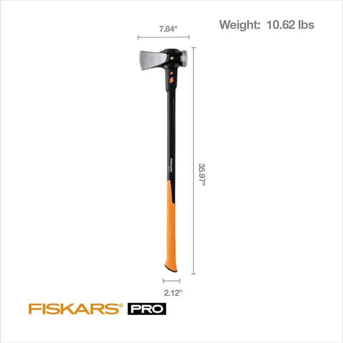 Fiskars 8 lb. Splitting Maul - 36" Shock-Absorbing, Comfort Grip Handle - Rust Resistant Forged Steel Blade - Wood Splitter Maul for Hardwood - Split Wood for Campfires - Bushcraft Gear