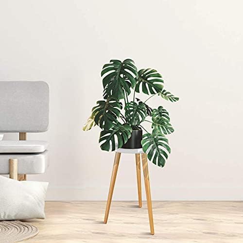 Uneedem Indoor Plant Stand Wood Mid Century Plant Stand for Indoor Plants, Modern Plant Table,Tall Plant Holder for Flower Pots, Small Round Side Table, End Table (A3-White,High: 20.5")