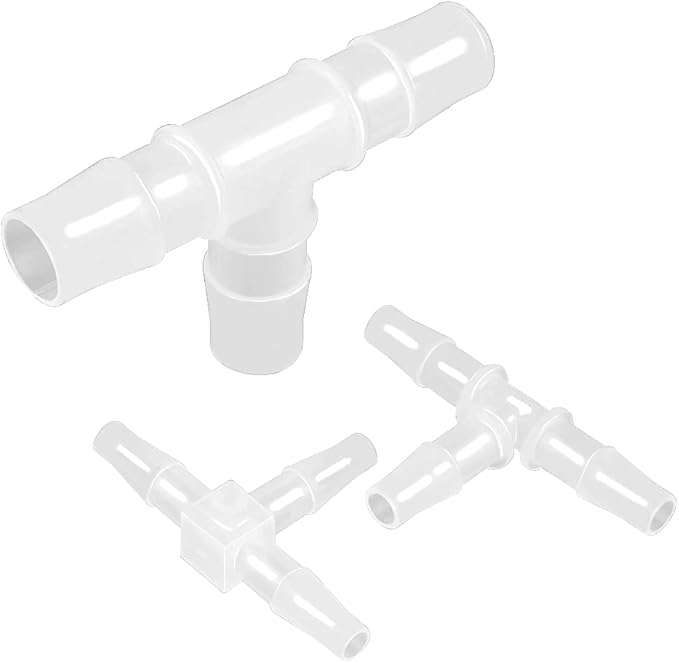 5/16" Tee Fitting Equal Barb 3 Way Hose Barb Fitting,Splicer Joint Mender Adapter Union Fitting for Fuel Gas Liquid Air (Pack of 5)