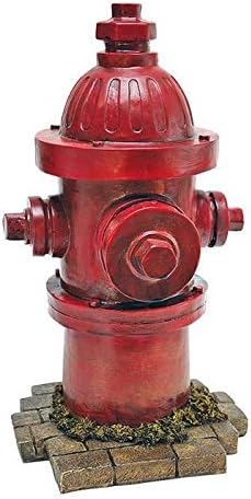 Design Toscano Dog's Second Best Friend Fire Hydrant Pee Post Indoor/Outdoor Statue, Set of Two Medium, 14 Inch Tall, Cast Stone Resin, Red Finish