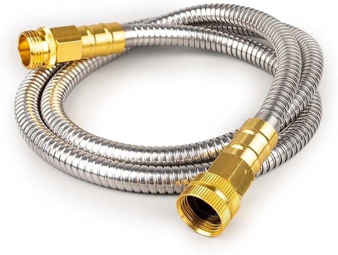 Stainless Steel Garden Hose: Durable Quality Metal with High-pressure Water Output for Gardeners(5FT)