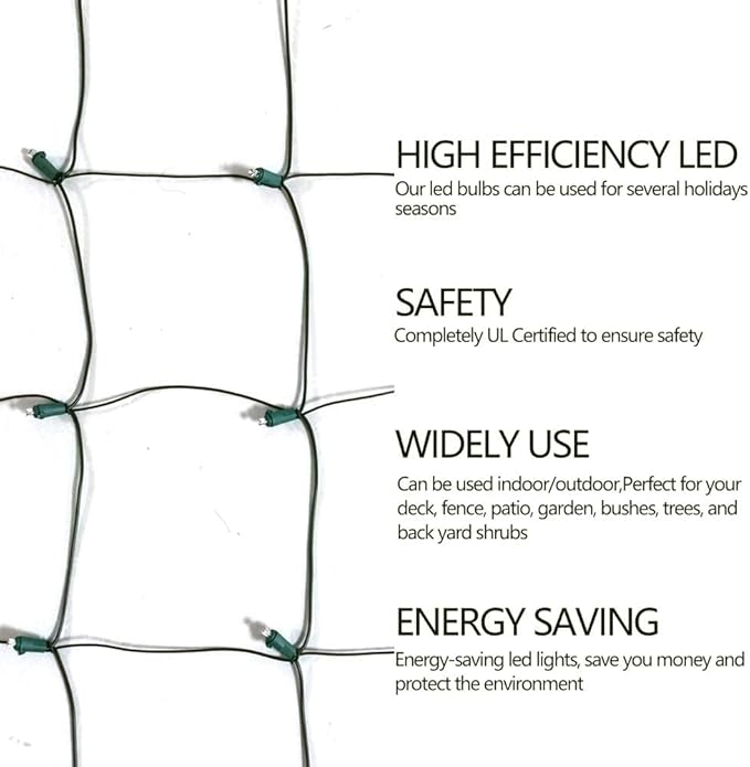 HISHINY Halloween Lights Outdoor,100LED 5ftx5ft Purple Net Lights with Connectable, Waterproof,UL Certified and Durable Green Wire Design for Bushes,Trees, Outdoor Indoor Party Decorations(Purple)