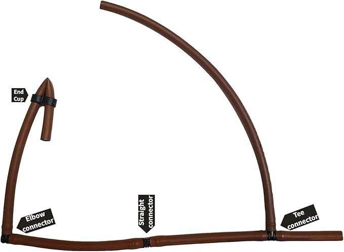 20-Piece Barb Connector Fitting Kit: 8 Straights, 6 Tees, 4 End Plugs, 2 Elbows, 16mm 0.520 Half-Inch ID, Garden Drip Irrigation, 670013-P