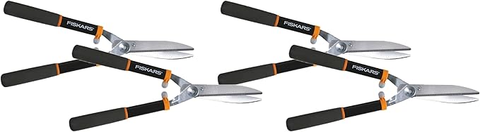 Fiskars Power Lever Hedge Shears - 8" Stainless Steel Blades - Plant Cutting Scissors with Sharp Precision-Ground Steel Blade (Pack of 4)
