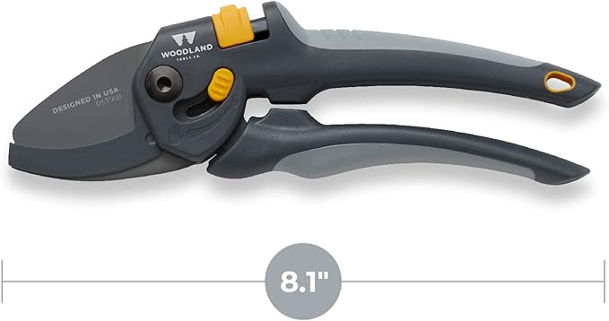 Woodland Tools Co. Heavy Duty Adjustable Anvil Pruning Shears, Gardening Hand Pruner, Stem Cutter, Branch Trimmer, for Dry Dead Growth (05-2004-100)
