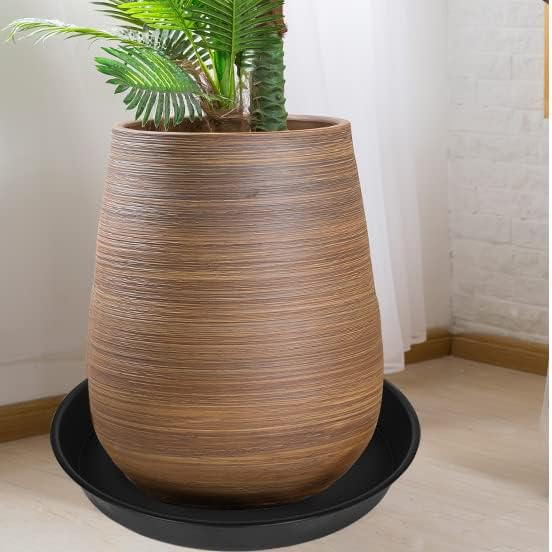 3 Pack of Plant Saucer Tray 19 inch, Heavy Duty Plastic Pot Plant Drip Trays Saucers for for Indoors Outdoor, Plant Water Tray for Planters 16-19" (19", Black)