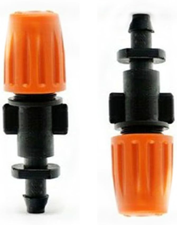 FADDARE 50pcs Garden Irrigation Misting Dripper Set, Adjustable Flow, Black+Orange, Engineering Plastics