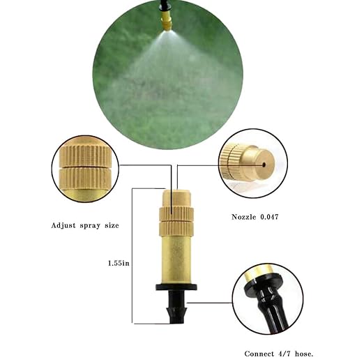 20 pcs Irrigation System Copper Nozzle Adjustable Spray Nozzle Garden Water Cooling System Irrigation Greenhouse Vegetables Lawn Watering Nozzle (Black Gold 04)