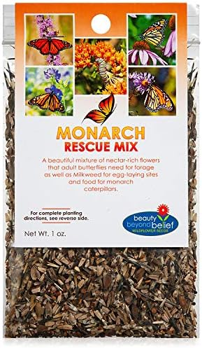 Monarch Butterfly Rescue Wildflower Seed Packet - 1oz, Open-Pollinated Wildflower, No Fillers, Annuals, Perennials and Milkweed Seeds for Monarch Butterfly 1oz