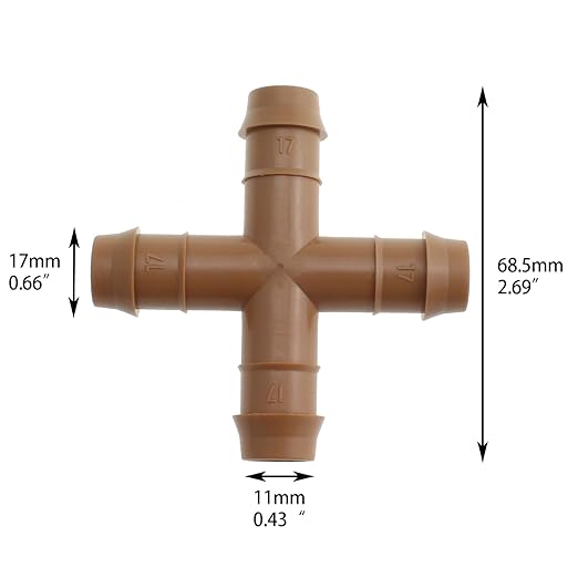10pcs Drip Irrigation Kit, Irrigation Four Way Line Connector Fittings Fits for 1/2" inch Drip Tubing Barbed Irrigation Fittings for Patio Lawn Garden