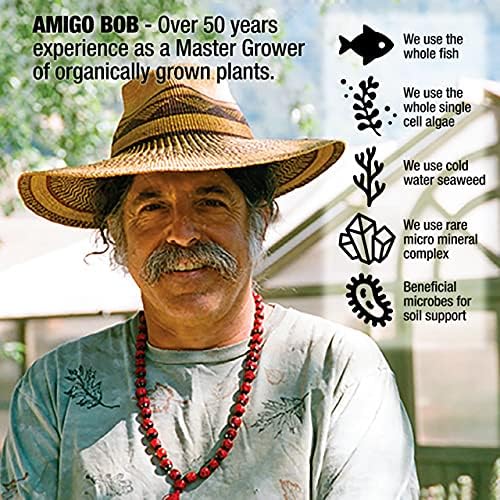 Amigo Bob's Organics 32 Ounce Superfood Organic Fertilizer Concentrate 5-in-1 Soil Amendment - Seaweed Freshwater Algae & Whole Fish for Any Grow Use