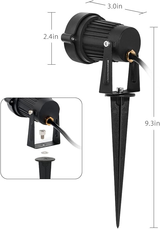 2 Pack HalloweenWaterproof UV LED Blacklight Landscape Lights, Outdoor Plug in Black Light Spotlight for Pathway Light Plug Spike Stand Garden, Yard, Lawn, Halloween, Party Decorative Lighting