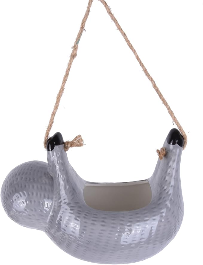 Sloth Hanging Planters for Indoor Outdoor Plants Cute Succulent Cactus Pots Ceramic Flower Pot Holder Gardening Gifts for Women Plant Lovers Gardeners Mom