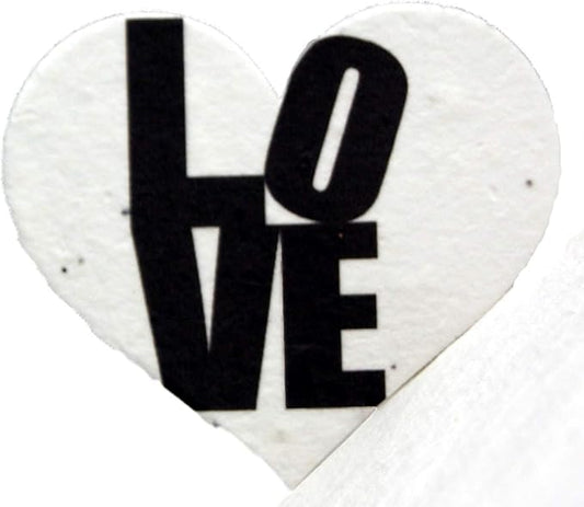 Of The Earth Handmade Paper - Wildflower Seed Paper Small Heart Tags - Calligraphy Variations - 1.75" X 1.5" - Set of 50 (Love Squared)