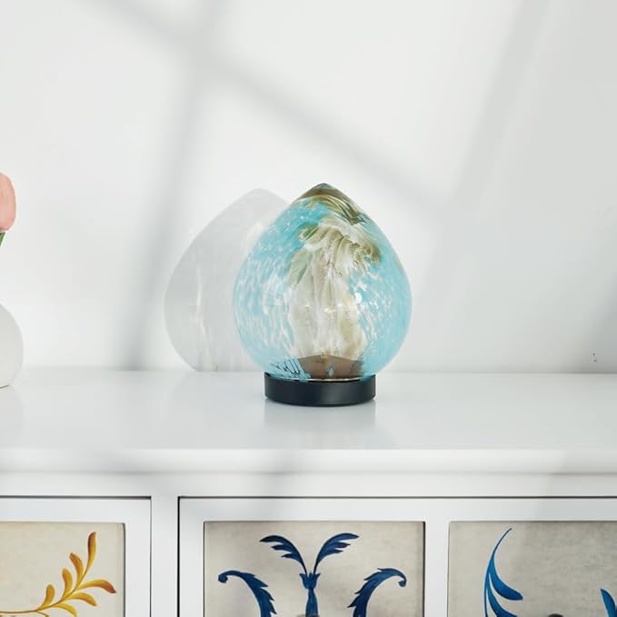 Outdoor Solar Lanterns, Glass Solar Powered Lantern Colorful Solar Garden Lights Decorative Solar Lamp for Patio, Lawn, Tabletop-Sky Blue