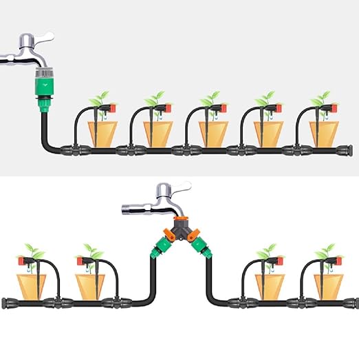 60PCS Drip Emitters for 1/4" Drip Irrigation Tubing,Garden Irrigation Dripper, Irrigation Drip Emitters Adjustable Water Flow Drippers Garden Succulent Watering Dripper Sprinkler for (4-7mm) Hose (60)