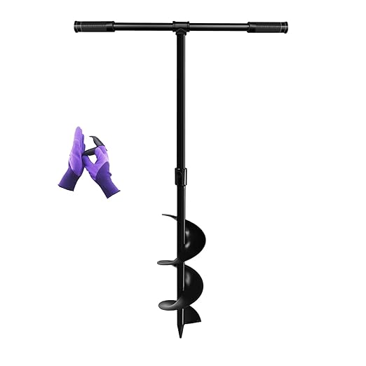 Heavy-Duty Manual Garden Auger Drill Bit - 6" x 38" Plant/Fence Hole Digger for Bulbs, Trees, Seedlings, Umbrellas & More - Eco-Friendly Hand-Powered Spiral Planter