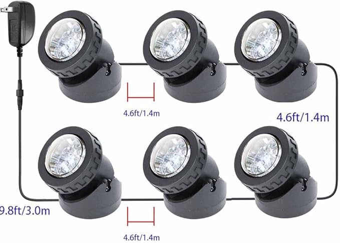 Pond Lights with Timer, Underwater RGB Colored Fountain Lights IP68 Waterproof Spotlights Adjustable Submersible LED Yard Spot Lights for Outdoor (Set of 6)