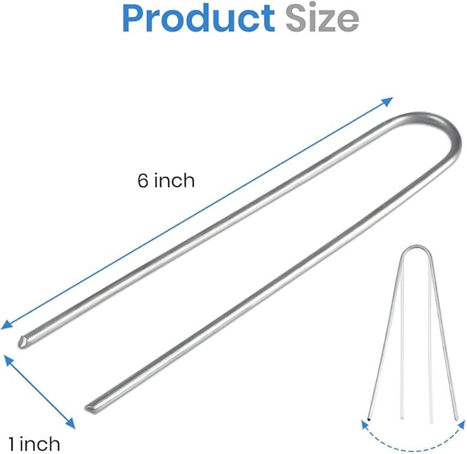 6 Inch Galvanized Garden Stakes Landscape Staples,Ground Stakes Heavy-Duty Sod Pins Anti-Rust Fence Stakes 50 Pack