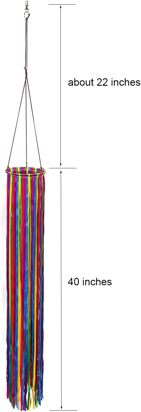 Satin Ribbon Windsock Streamer, Outdoor Decorations for Your Patio, Garden, Yard, Dock and Camper, 60-Inch