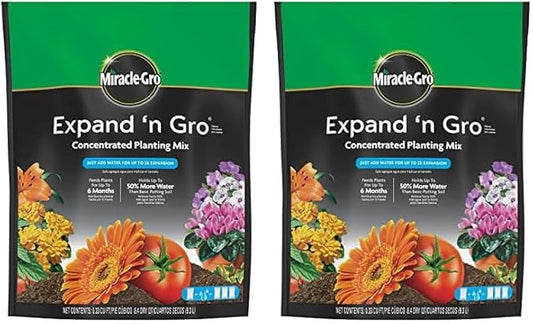 Miracle-Gro Expand 'n Gro Concentrated Planting Mix, Just Add Water for up to 3X Expansion, for Container and In-Ground Use, 33 cu. ft. Expands up to 1 cu. ft., 2-Pack