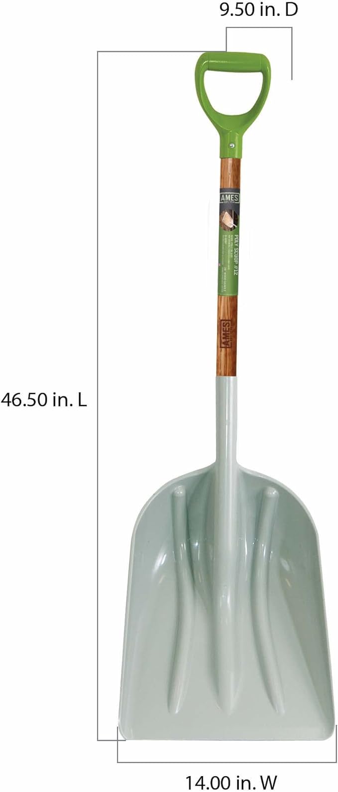 AMES 2682700 Poly Scoop with Hardwood Handle and D-Grip, 46-Inch, Brown