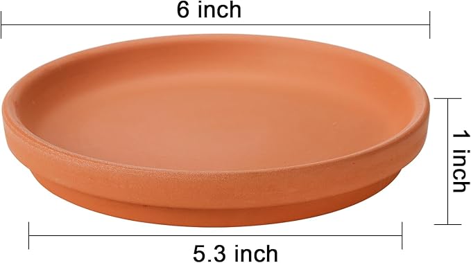Suwimut 10 Pack Terracotta Pot Plant Saucer, 6 Inch Round Plant Pot Saucers for 5 Inch 5.5 Inch 6 Inch Flower Pot with Drainage Hole, Clay Plant Pot Drip Trays for Indoor, Outdoor Plants