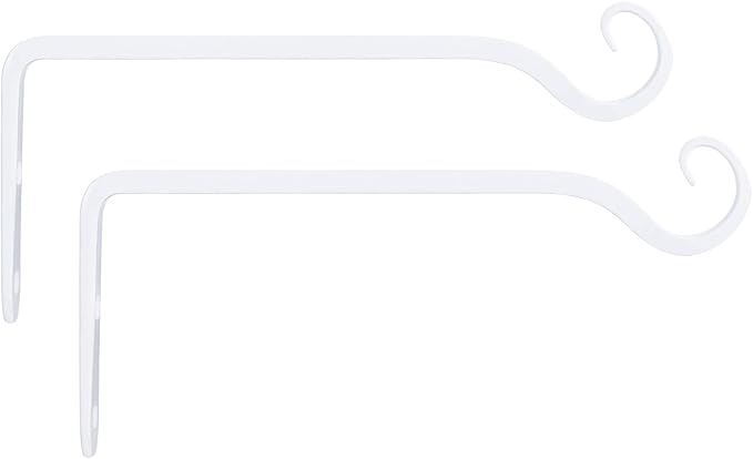 Mkono Hanging Plant Bracket 10 inch Metal Wall Plant Hook Decorative Plant Hanger for Bird Feeders, Planters, Lanterns, Wind Chimes, Home Decor Indoor Outdoor 2 Pack, White