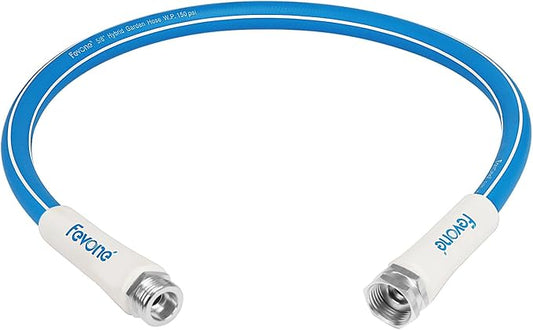Fevone 3 ft Garden Hose, Hose Reel Leader Hose, Hybrid Polymer, Kink Resistance, Flexible, Durable, Leak Free, Aluminum Fittings, 3/4" GHT, 5/8" ID, 600 Psi, Drinking Water Safe