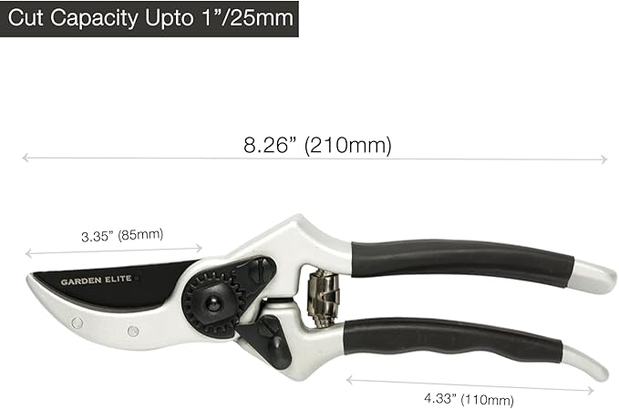 Razor Sharp Bypass Pruning Shears - Lifetime Replacement - Free Extra Blade, Spring & eBook - Japanese Steel - Premium Hand Pruners - Garden Shears - Garden Clippers - Secateurs with Ergonomic Handles