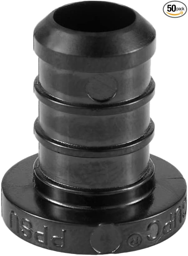 50-Pack EFIELD Pex Fittings Poly PPSU Barb Crimp 1/2-inch Plug (End Cap) For Pex Tubing, (1/2-inch)
