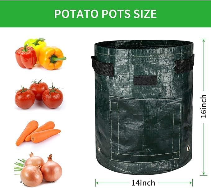 iPower 2-in-1 Garden Kneeler and Seat with 3 Pack 10 Gallon Potato Grow Bags, 2 Removable Tools Pouch and Soft Kneeling Pad, No Assembly, Portable Heavy Duty Garden Stool for Women Men Seniors