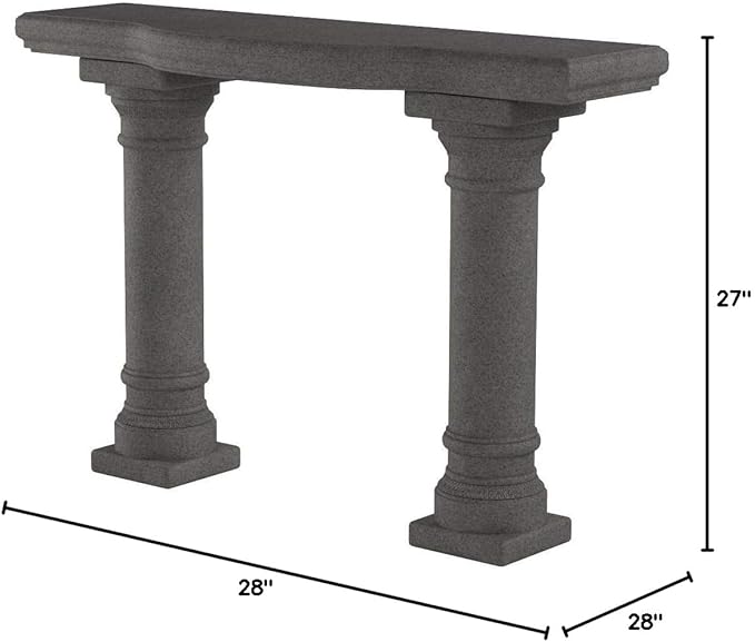 Emsco Group 2316 Lightweight Natural Sandstone Garden Shelf with Columns, 48", Granite
