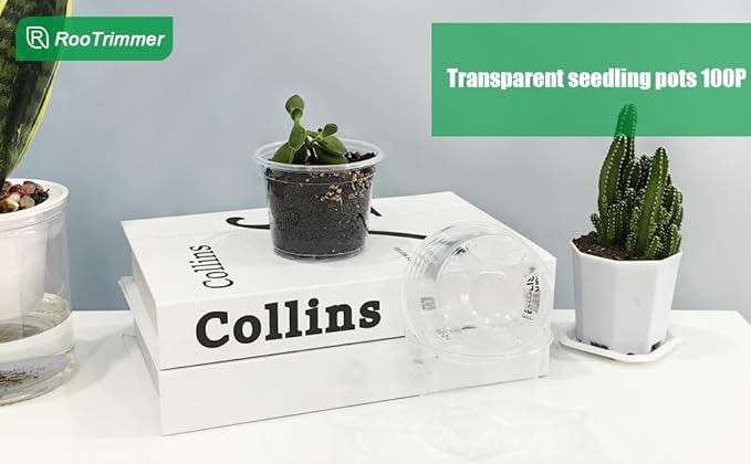 3.5" Clear Seeding Pots 100-Pack Round for Seeds Starter Pots, Seeds Germination Transparent Nursery Pots with Drainage Holes (100PCS)