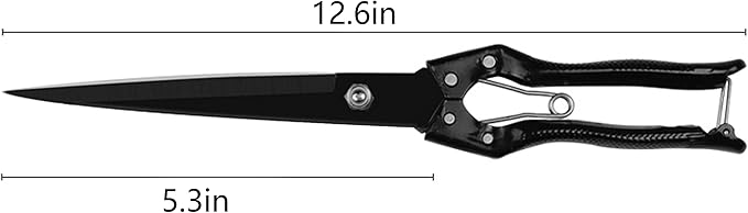 Grass Shear Sheep Shear Alpaca Shear - Coated Wear-Resistant Handle, Manganese Steel Double Blade, Strong Spring Suitable For Cattle And Sheep and Horse Hair Hand-Cut (Black 12.6 inches)