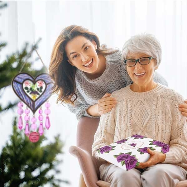 Mom's Birthday Gift Cool Purple Glass Heart-Shaped Sun Catcher