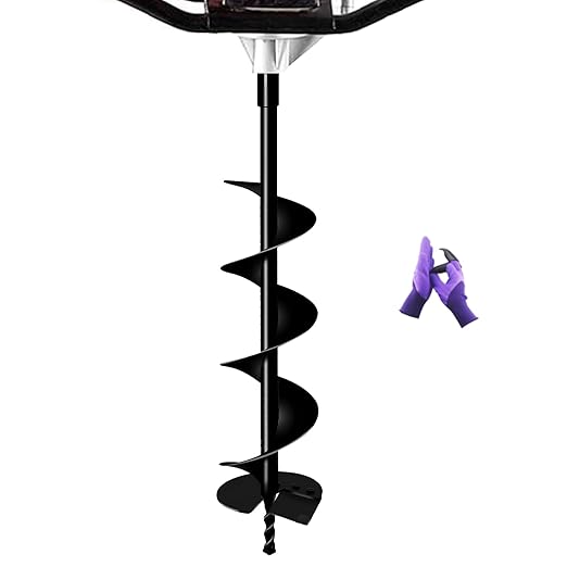 Heavy-Duty 6" Earth Auger Drill Bit - Durable Steel Spiral Fence Post Hole Digger for Planting, Gardening, and DIY Projects - 31.5" Length Fits Most Auger Powerheads