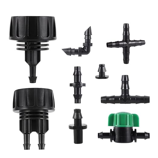 272 Pcs 1/4" Barbed Fittings Kit, 3/4'' to 1/4'' Hose Adapter,Straight Barbs,Tees,Elbows,End Plug,4-Way Coupling for Repair Drip Irrigation Fittings Misting Cooling System (272)