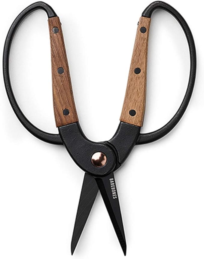 Barebones Garden Scissors - Walnut Plant Scissors - Garden Supplies and Indoor Plant Accessories - Plant Shears with Wide Handles - Comfortable Fit Trimming Shears (Small)